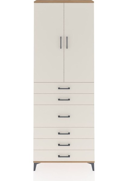 Arges Dolap 4 Raflı 4 Çekmeceli 2 Kapaklı 88X30X243 Çam-Aytaşı