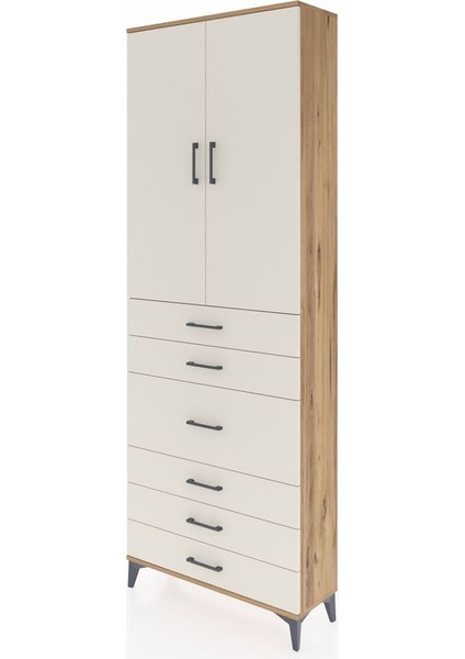 Arges Dolap 4 Raflı 4 Çekmeceli 2 Kapaklı 88X30X243 Çam-Aytaşı modelleri