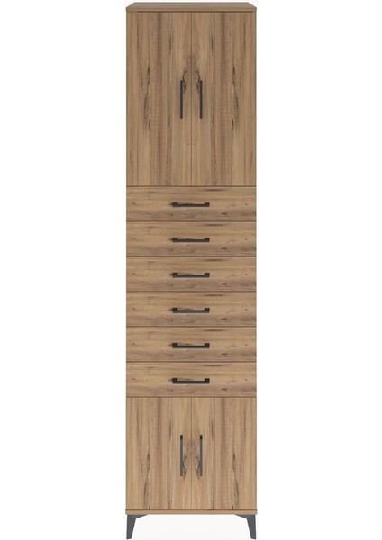 Hyperion Dolap 3 Raflı 6 Çekmeceli 4 Kapaklı 60X44X243 Çam-Çam