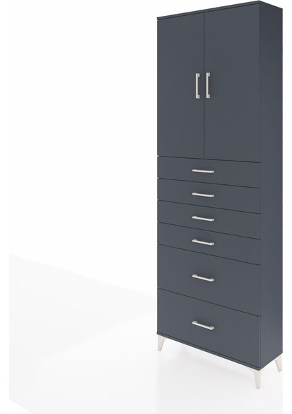 Arges Dolap 3 Raflı 6 Çekmeceli 2 Kapaklı 88X30X243 Antrasit-Antrasit modelleri