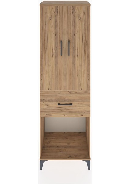 Hyperion Dolap Tek Raflı Tek Çekmeceli Tek Askılı 60X44X195 Çam-Çam