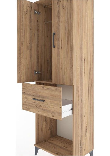 Hyperion Dolap Tek Raflı Tek Çekmeceli Tek Askılı 60X44X195 Çam-Çam indirimleri