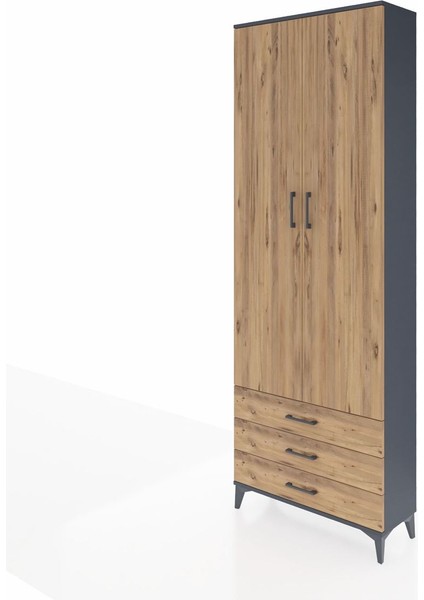 Arges Dolap 5 Raflı 3 Çekmeceli 2 Kapaklı 88X30X243 Antrasit-Çam modelleri