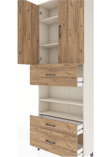 Arges Dolap 5 Raflı 3 Çekmeceli 2 Kapaklı 88X30X243 Aytaşı-Çam indirimleri