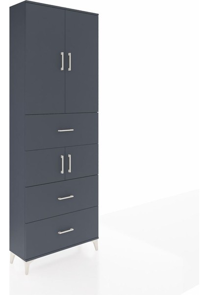 Arges Dolap 4 Raflı 3 Çekmeceli 4 Kapaklı 88X30X243 Antrasit-Antrasit fiyatları