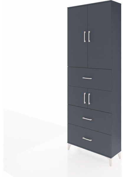Arges Dolap 4 Raflı 3 Çekmeceli 4 Kapaklı 88X30X243 Antrasit-Antrasit modelleri