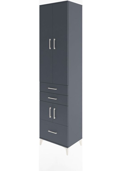 Hyperion Dolap 5 Raflı 3 Çekmeceli 4 Kapaklı 60X44X243 Antrasit-Antrasit modelleri