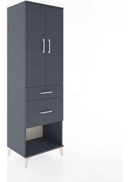 Hyperion Dolap Tek Raflı 2 Çekmeceli Tek Askılı 60X44X195 Antrasit-Antrasit fiyatları
