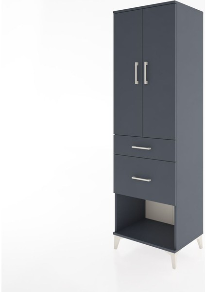 Hyperion Dolap Tek Raflı 2 Çekmeceli Tek Askılı 60X44X195 Antrasit-Antrasit modelleri
