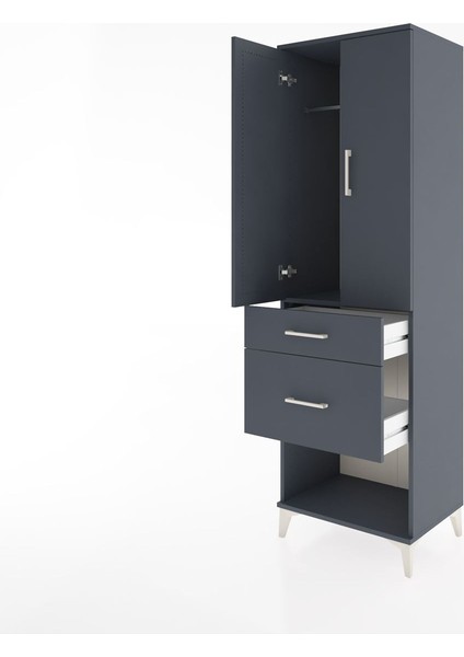 Hyperion Dolap Tek Raflı 2 Çekmeceli Tek Askılı 60X44X195 Antrasit-Antrasit fırsatları