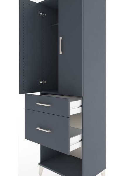 Hyperion Dolap Tek Raflı 2 Çekmeceli Tek Askılı 60X44X195 Antrasit-Antrasit indirimleri