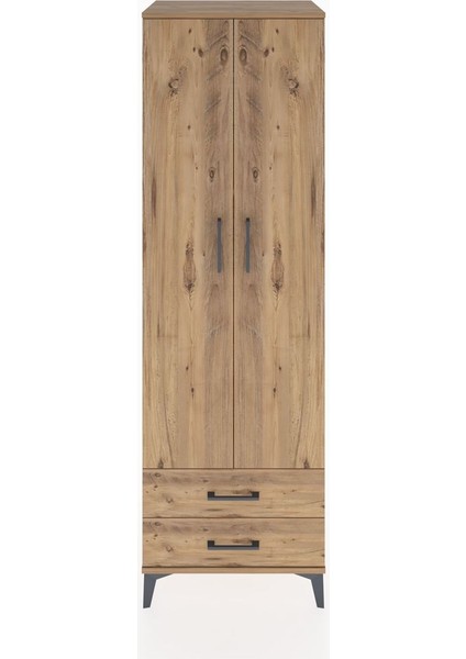 Hyperion Dolap 4 Raflı 2 Çekmeceli 2 Kapaklı 60X44X195 Çam-Çam