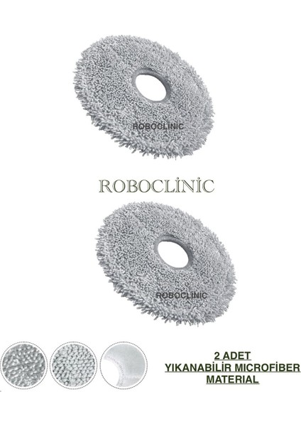 Xiaomi Robot Vacuum S20+ / S20 Plus Robot Süpürge Uyumlu Yedek Mop Paspas Bezi 2 Adet