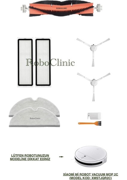 Xiaomi Mi Vacuum Mop 2c Robot Süpürge Uyumlu Yedek Fırça, Hepa Filtre, Mop - 9 Parça