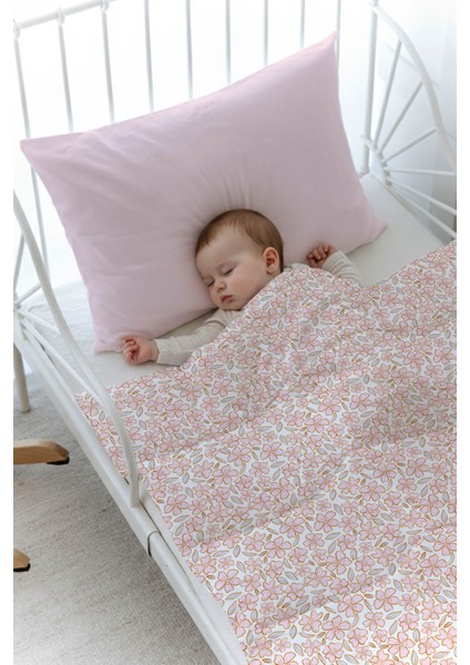 Organik Baskılı Montessori (100X200 Cm) Yorgan Seti - Iconic Serisi - Pink Flowers fiyatları