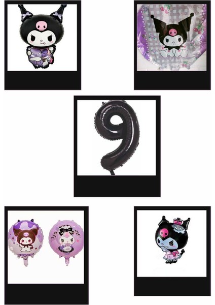Kuromi Temalı Doğum Günü Kutlama Folyo Balon Seti 9 Yaş