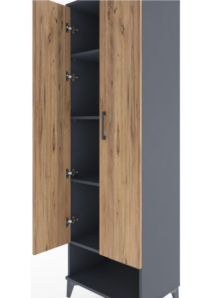 Hyperion Dolap 4 Raflı 2 Kapaklı 60X44X195 Antrasit-Çam indirimleri