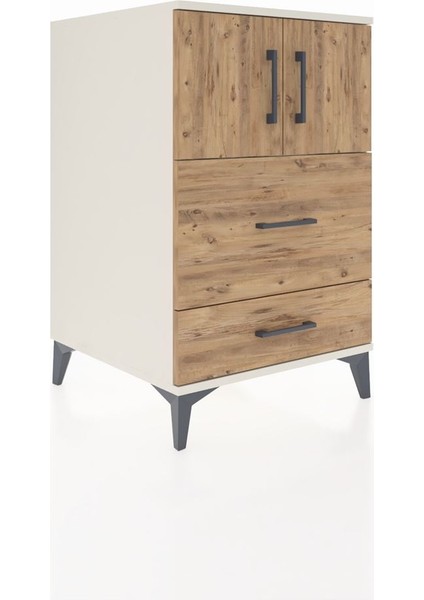 Kronos Komodin Tek Raflı 2 Çekmeceli 2 Kapaklı 60X59X96 Aytaşı-Çam fiyatları