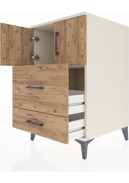Kronos Komodin Tek Raflı 2 Çekmeceli 2 Kapaklı 60X59X96 Aytaşı-Çam indirimleri