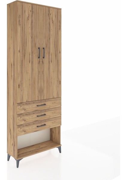 Arges Dolap 4 Raflı 3 Çekmeceli 2 Kapaklı 88X30X243 Çam-Çam fiyatları