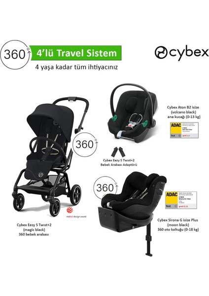 4 Lü Travel Sistem Eezy S 360 Twist+2 + Aton B2 Isize + Sirona 360 Isize + Eezy Adaptör