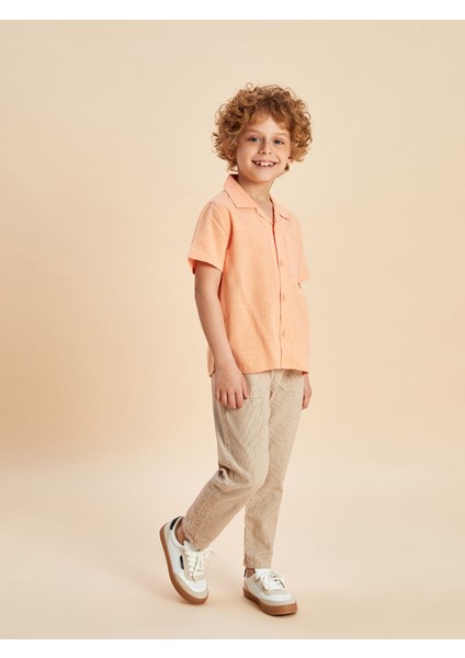 Yeni Sezon Resort Yaka Keten Karışımlı Erkek Çocuk Gömlek fiyatları