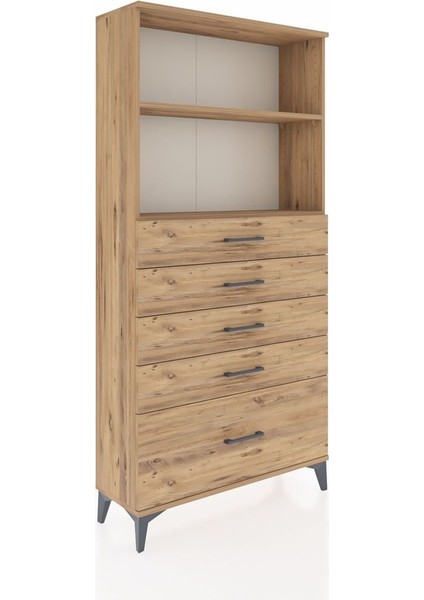 Arges Dolap 2 Raflı 5 Çekmeceli 88X30X182 Çam-Çam fiyatları