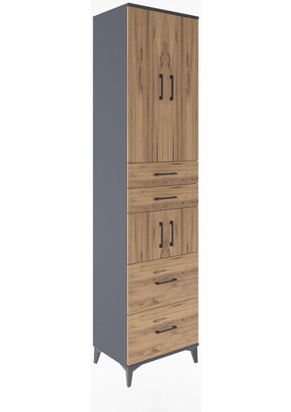 Hyperion Dolap 4 Raflı 4 Çekmeceli 4 Kapaklı 60X44X243 Antrasit-Çam fiyatları