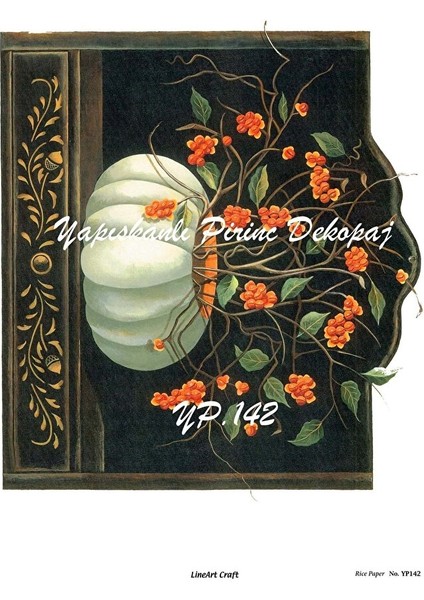 YP142 Kabak ve Çiçek Desenli Kendinden Yapışkanlı Pirinç Dekopaj 29*42