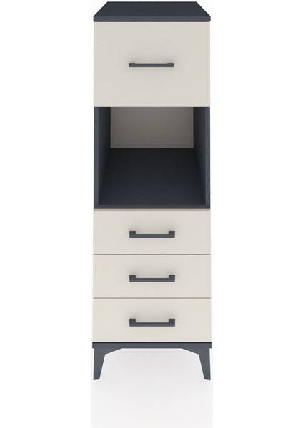 Kronos Dolap Tek Raflı 4 Çekmeceli 44X59X134 Antrasit-Aytaşı