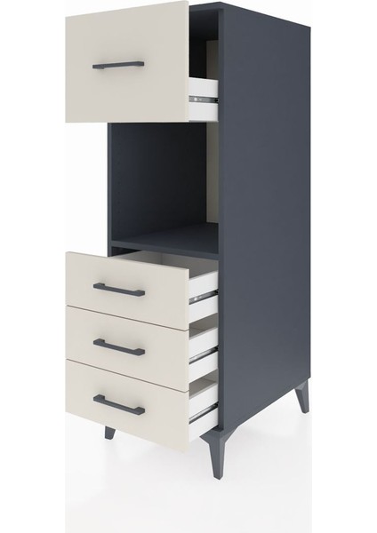 Kronos Dolap Tek Raflı 4 Çekmeceli 44X59X134 Antrasit-Aytaşı fırsatları