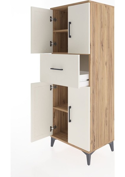 Hyperion Dolap 3 Raflı Tek Çekmeceli 4 Kapaklı 60X44X163 Çam-Aytaşı fırsatları