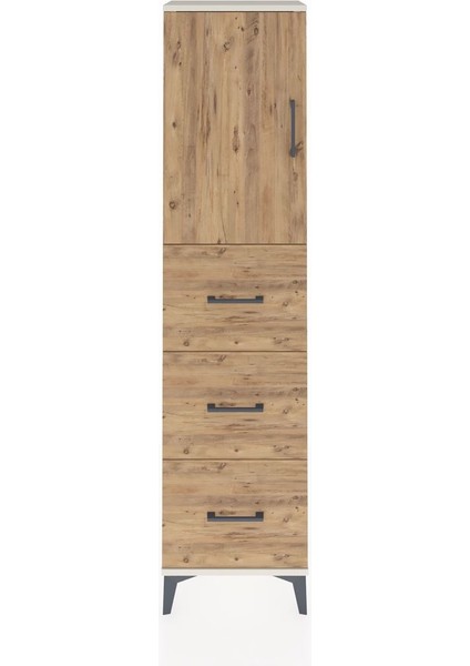 Arges Dolap Tek Raflı 3 Çekmeceli Tek Kapaklı 44X30X182 Aytaşı-Çam