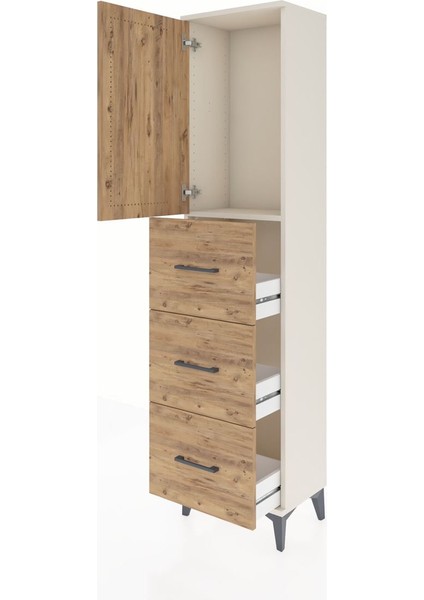 Arges Dolap Tek Raflı 3 Çekmeceli Tek Kapaklı 44X30X182 Aytaşı-Çam fırsatları