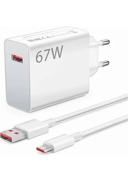 Xiaomi Type-C 67W (Watt) Hızlı Şarj+Turbo Şarj Cihazı Adaptörü ve 6A Kablolu Kutulu Set