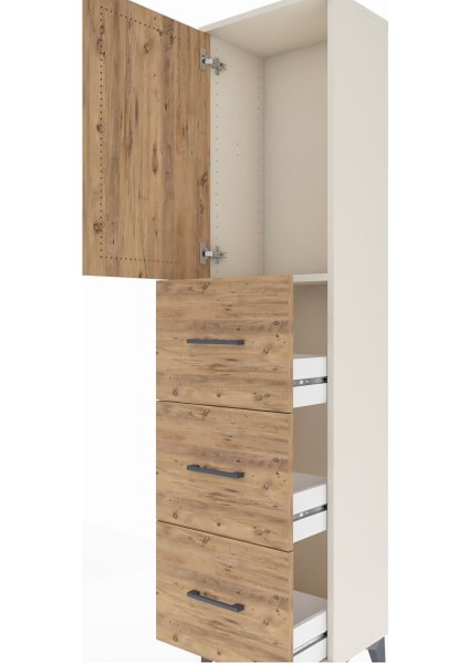 Arges Dolap Tek Raflı 3 Çekmeceli Tek Kapaklı 44X30X182 Aytaşı-Çam indirimleri