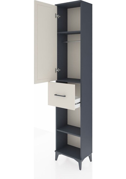 Arges Dolap 3 Raflı Tek Çekmeceli Tek Askılı 44X30X221 Antrasit-Aytaşı fırsatları