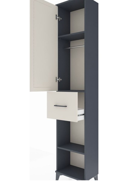 Arges Dolap 3 Raflı Tek Çekmeceli Tek Askılı 44X30X221 Antrasit-Aytaşı indirimleri