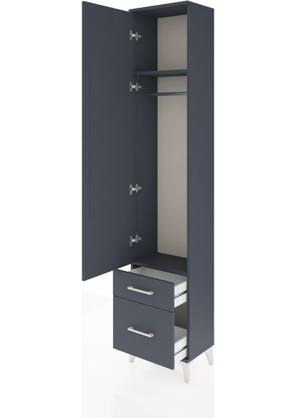 Arges Dolap 2 Raflı 2 Çekmeceli Tek Askılı 44X30X221 Antrasit-Antrasit fırsatları