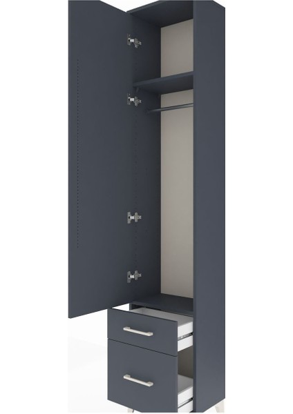 Arges Dolap 2 Raflı 2 Çekmeceli Tek Askılı 44X30X221 Antrasit-Antrasit indirimleri