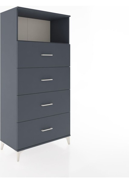 Hyperion Dolap Tek Raflı 4 Çekmeceli 88X44X182 Antrasit-Antrasit fiyatları