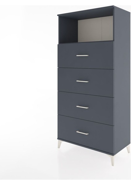 Hyperion Dolap Tek Raflı 4 Çekmeceli 88X44X182 Antrasit-Antrasit modelleri