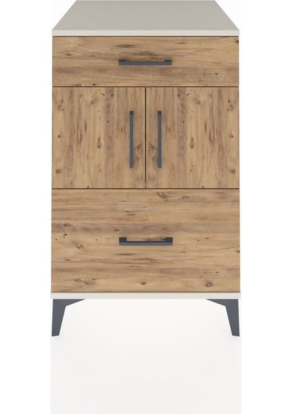 Kronos Komodin Tek Raflı 2 Çekmeceli 2 Kapaklı 60X59X96 Aytaşı-Çam