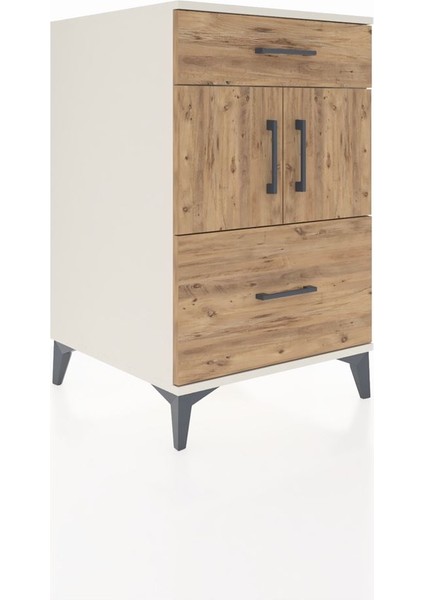 Kronos Komodin Tek Raflı 2 Çekmeceli 2 Kapaklı 60X59X96 Aytaşı-Çam fiyatları