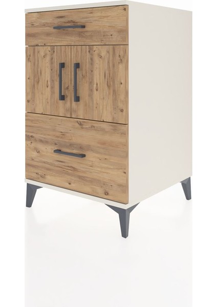 Kronos Komodin Tek Raflı 2 Çekmeceli 2 Kapaklı 60X59X96 Aytaşı-Çam modelleri