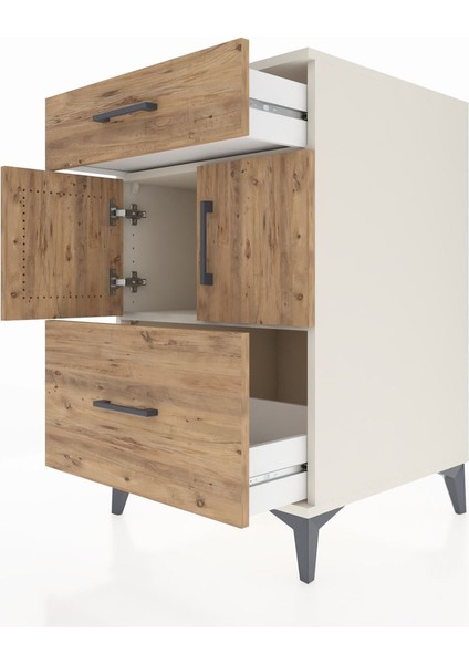 Kronos Komodin Tek Raflı 2 Çekmeceli 2 Kapaklı 60X59X96 Aytaşı-Çam indirimleri