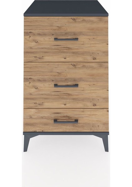 Kronos Komodin 3 Çekmeceli 60X59X96 Antrasit-Çam