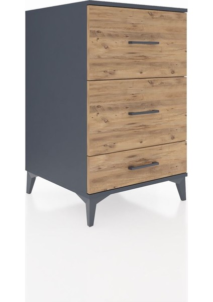 Kronos Komodin 3 Çekmeceli 60X59X96 Antrasit-Çam fiyatları