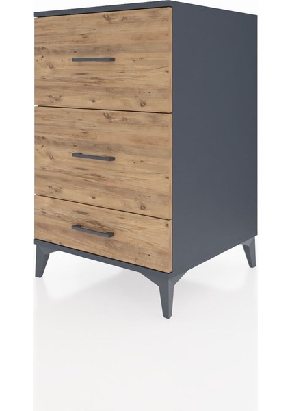 Kronos Komodin 3 Çekmeceli 60X59X96 Antrasit-Çam modelleri