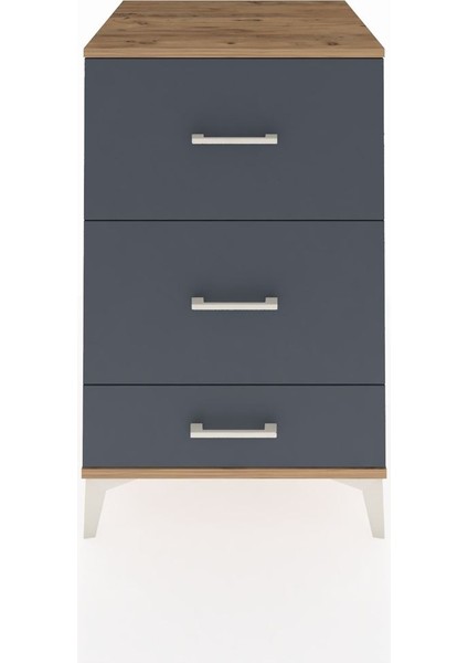 Kronos Komodin 3 Çekmeceli 60X59X96 Çam-Antrasit
